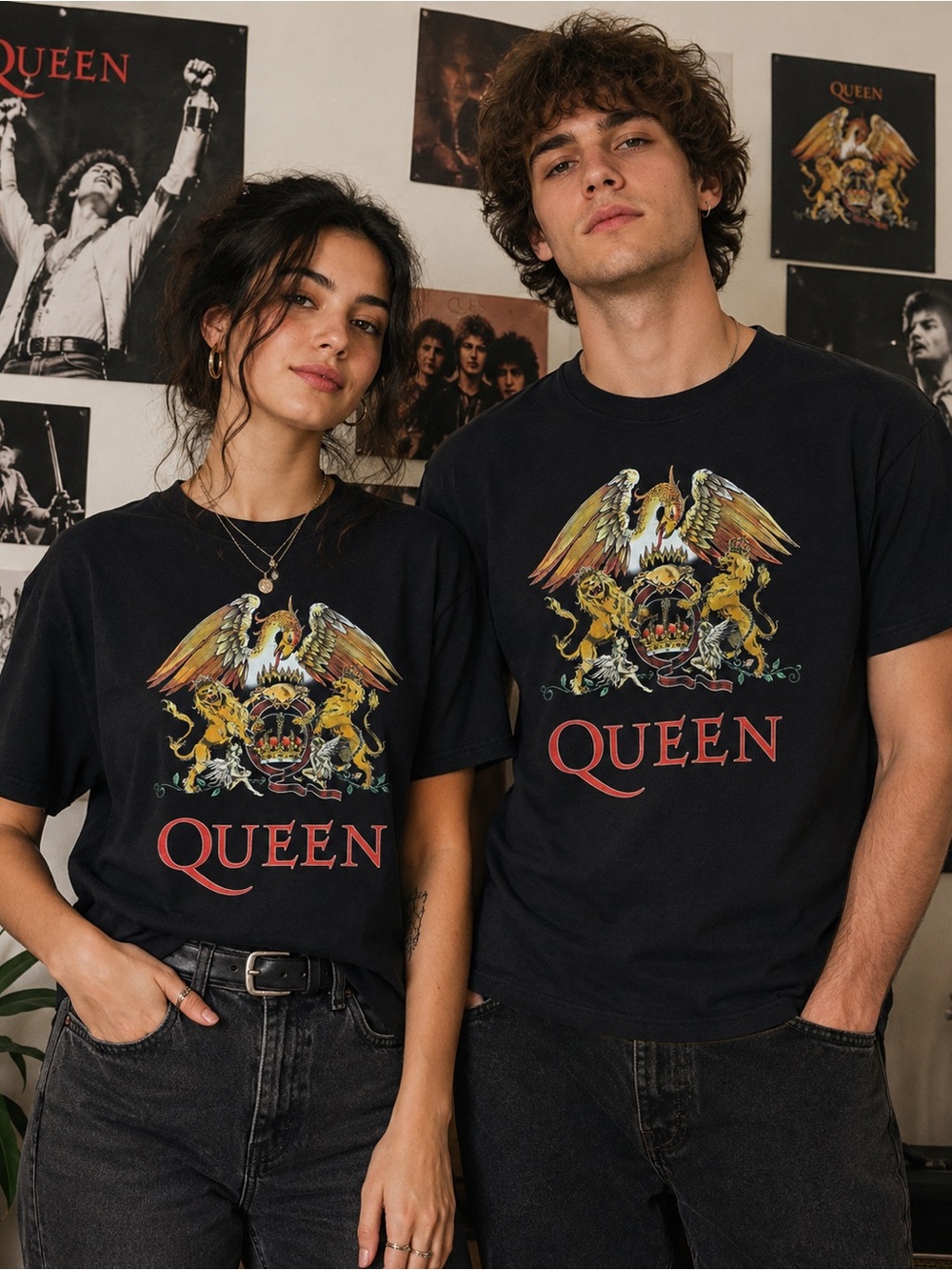 Queen Crest Logo Band T Shirt Mens Medium Black Graphic Rock Band Tee 2019
